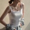 Verão feminino sexy casual colheita topo com nervuras pescoço quadrado sexy anti exposição para tanque colete streetwear para mulher