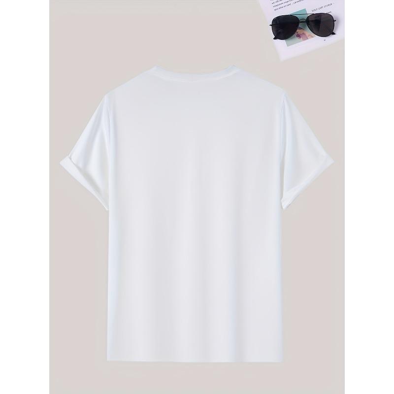 European sizes Men'S Casual Summer T-Shirt with Skateboard Graphic - "SKATE" Print, Short Sleeve, Round Neck
