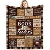 1 st Boekenliefhebber Cadeau Deken - Gepersonaliseerde Boekenthema Plaid met Boektitels & Leesuitdrukkingen, Zacht Flanel All-Season Gezellige Bankbed