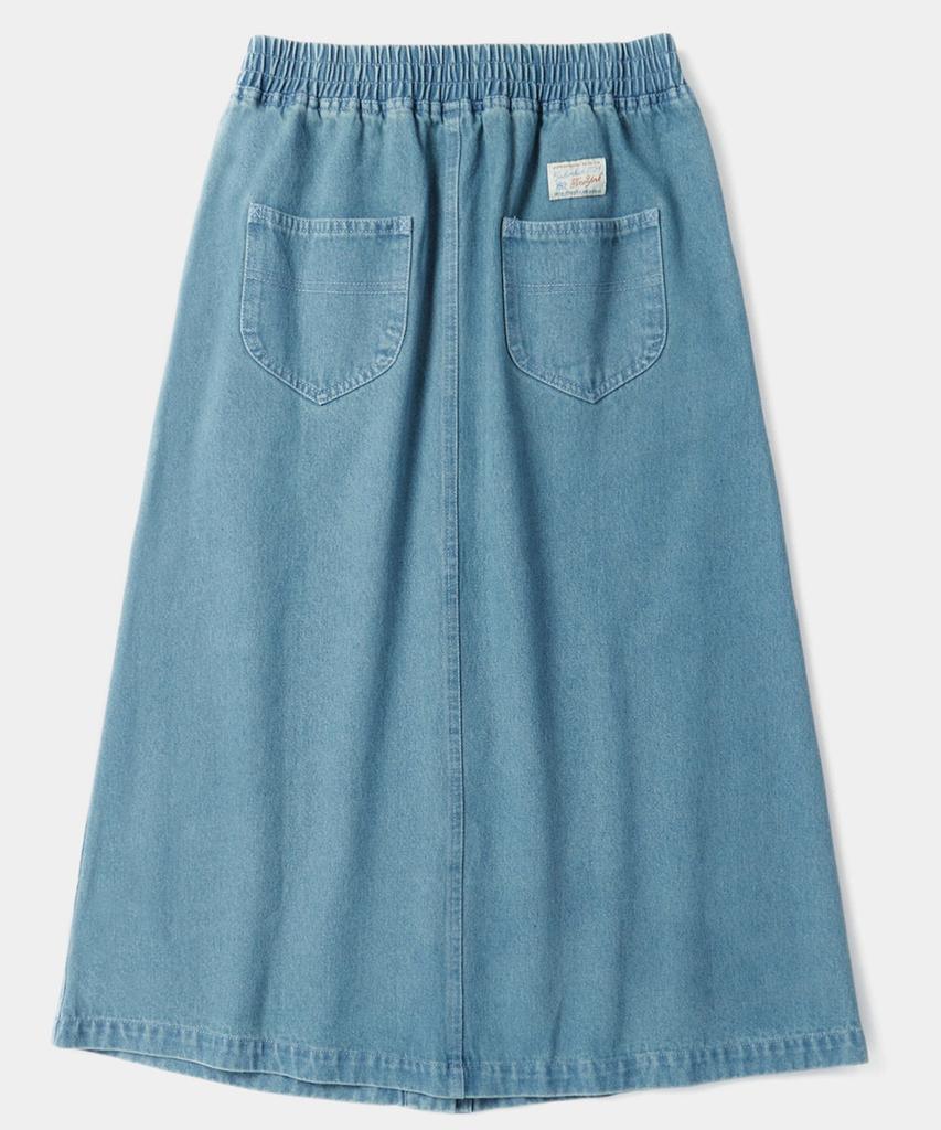 COLUMBIA UNIVERSITY Sl-Label Front Button Denim Skirt Light Denim