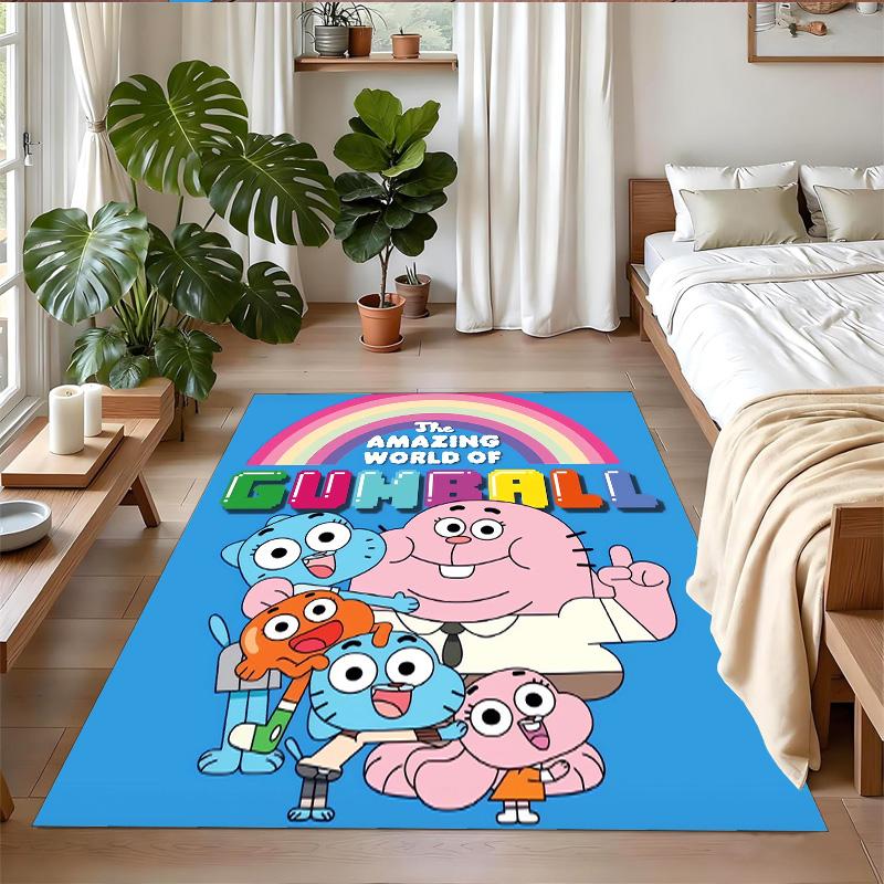 Antislip Kristalfluweel Vloerkleed, Amazing World of Gumball Ontwerp Tapijt voor Binnen Woonkamer Slaapkamer Huisdecoratie