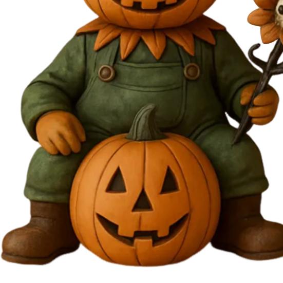 Pumpkin Man Figurine Scary Halloween Pumpkin Head Scarecrow Statue with Skull Sunflower Mini Desktop Ornament for Indoor Tabletop Mantel Bookshelf