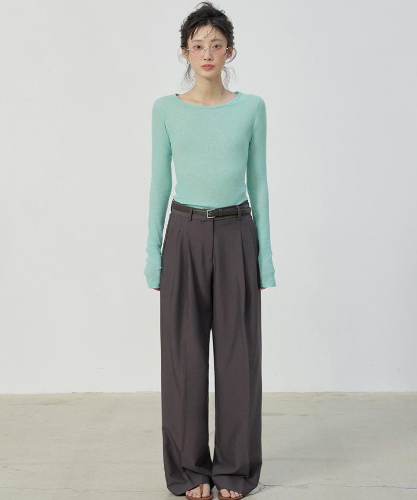 Michikoleondeonkosino Relaxed Double-Pleat Wide Slacks Charcoal