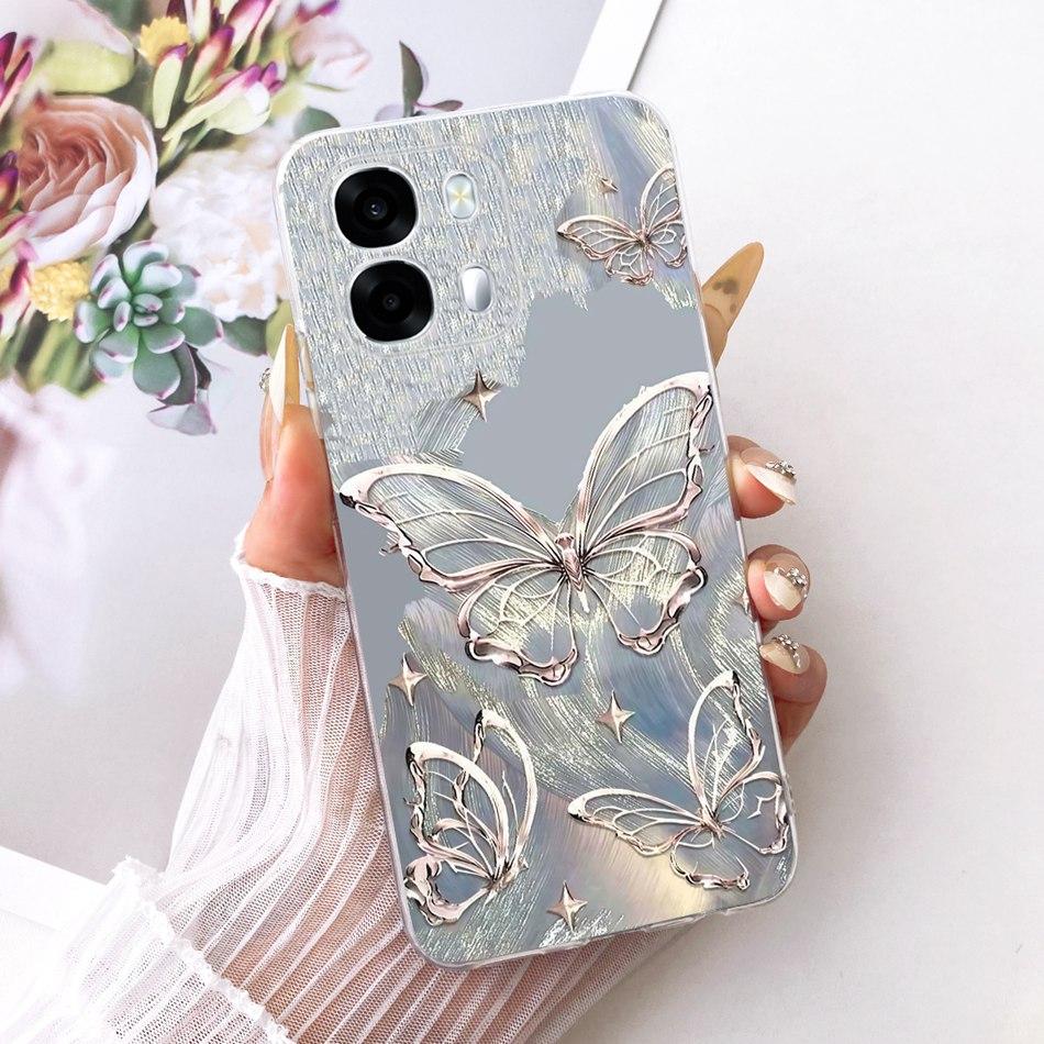For OPPO A6s CPH2789 Cute Flower Butterfly Cat Painted Case For Oppo A6S 5G Soft Silicone TPU Phone Cases