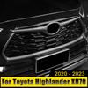 ABS Car Front Bumper Center Grill Decor Frame Cover Logo Trim Stickers For Toyota Highlander XU70 Kluger 2020-2022 2023 Hybrid
