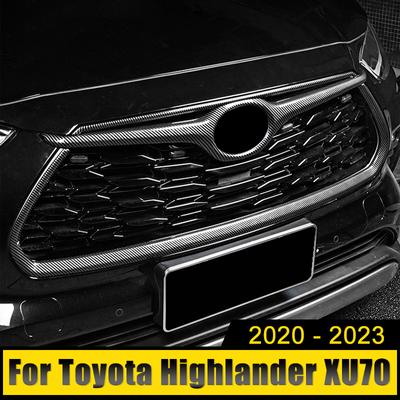 ABS Auto Voorbumper Midden Grille Decor Frame Cover Logo Trim Stickers Voor Toyota Highlander XU70 Kluger 2020-2022 2023 Hybride