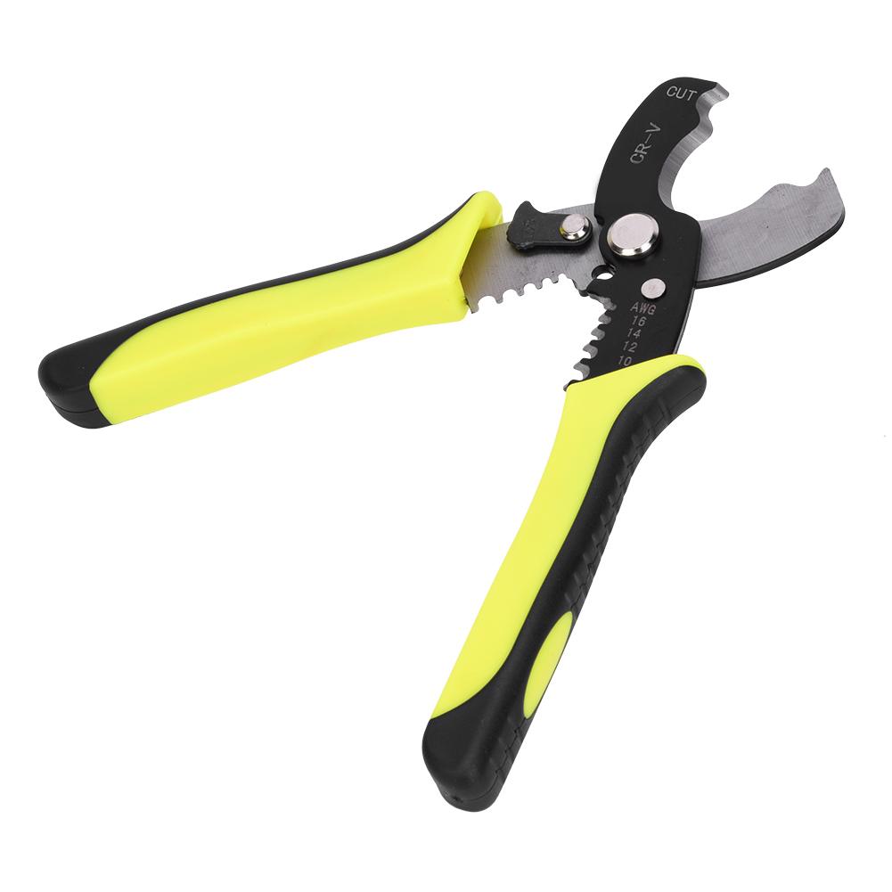 8in Wire Stripper Yellow CR V Chrome Vanadium Steel Multifunctional Plastic Handle Electrician