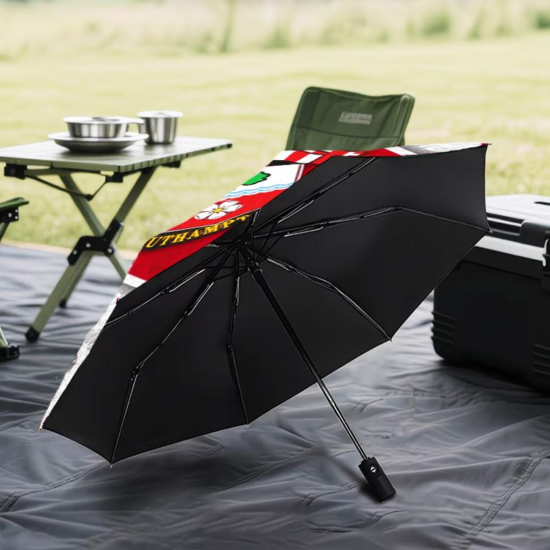 1 Stück FC-Wappen-Design bedruckter Regenschirm, faltbarer Regenschirm, Automatikschirm 8-Rippen für Reisen, Camping, Fan-Geschenke, Weihnachtsgeschenke