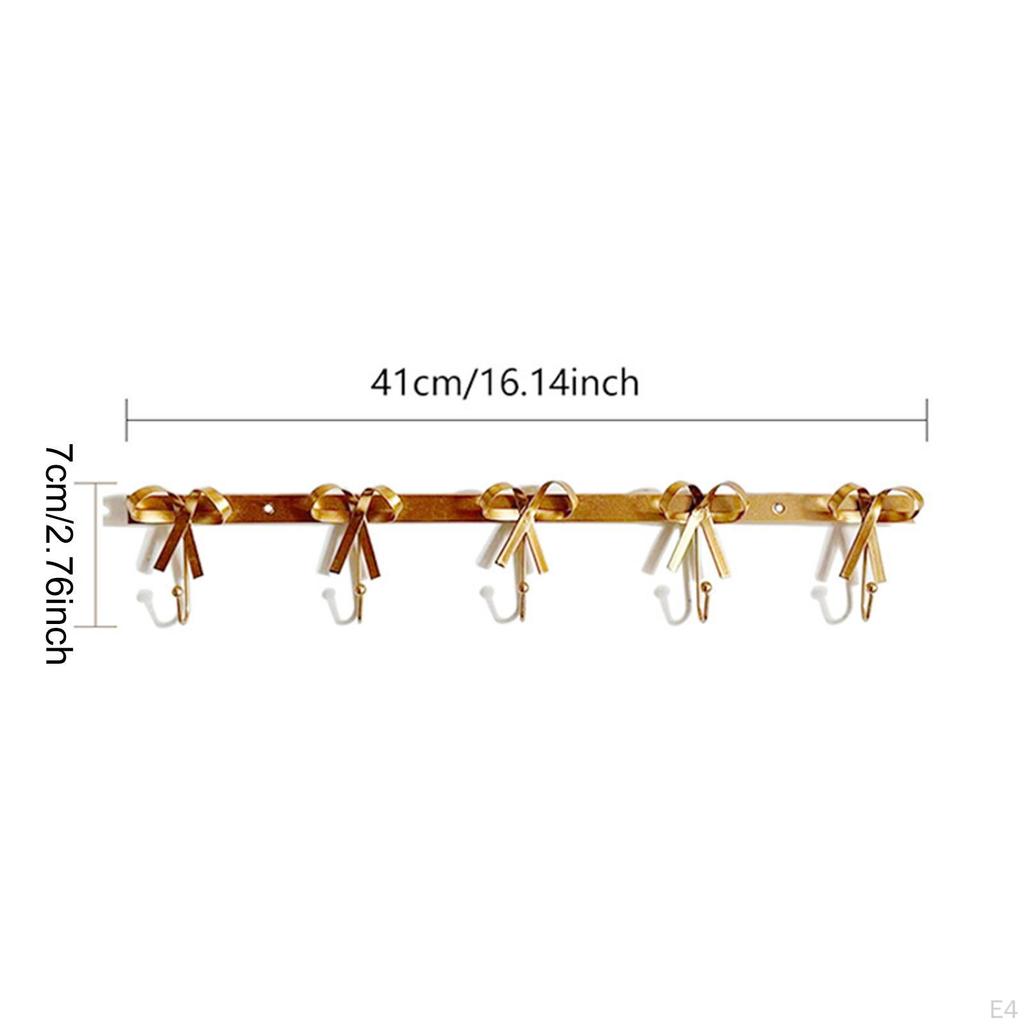 Coat Rack Wall Mount Hat Hooks 5 Bow Shaped Decoration Keys Holder Hanger for