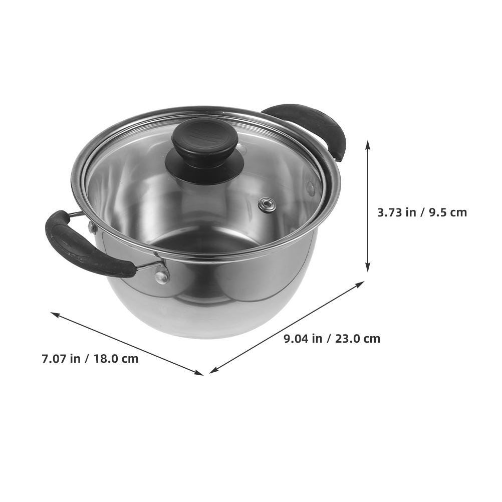Stainless Steel Double Handle Soup Pot Stockpot Cooking Pans Kitchen Supplies Saucepan Small Milk Pan Silver Color Stainless