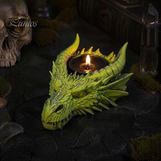 Occult Jewelry Dish Dark Dragon Head Storage Tray, Gothic Style 3D Printing Valet Tray Organizer, Fantasy Ornament, for Keys And Gift Men