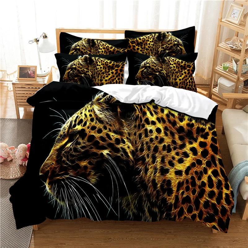 3D Animal Lion Tiger Wolf Bedding Set Adults Child Double Black Duvet Cover Sets Bedroom Set Western Quilt Cover Pillowcases