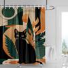 Abstract Art Cat Theme Shower Curtain Waterproof Mildew-Proof Bathroom Curtain Bathroom Ins Wind Decorative