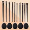 Bristle Eyeshadow Brush Eye Makeup Smudge Undercover Eyeliner Blade Detail Mini Small 10 Piece Set, Black, 1) Black, None