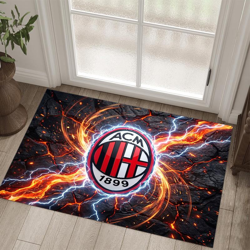 Tapis Velours Cristal Design AC Milan Confortable Non?Tapis imprimé antidérapant pour chambre, salon, entrée