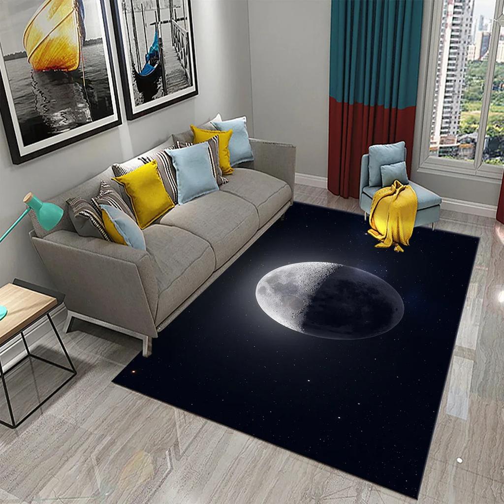 Tapis Lune 3D Tapis Vue sur Fleurs pour Cuisine Salle de Bain Toilettes Tapis Antidérapant Salon Tapis de Sol Canapé Tapis Décoration Chambre à Coucher Maison