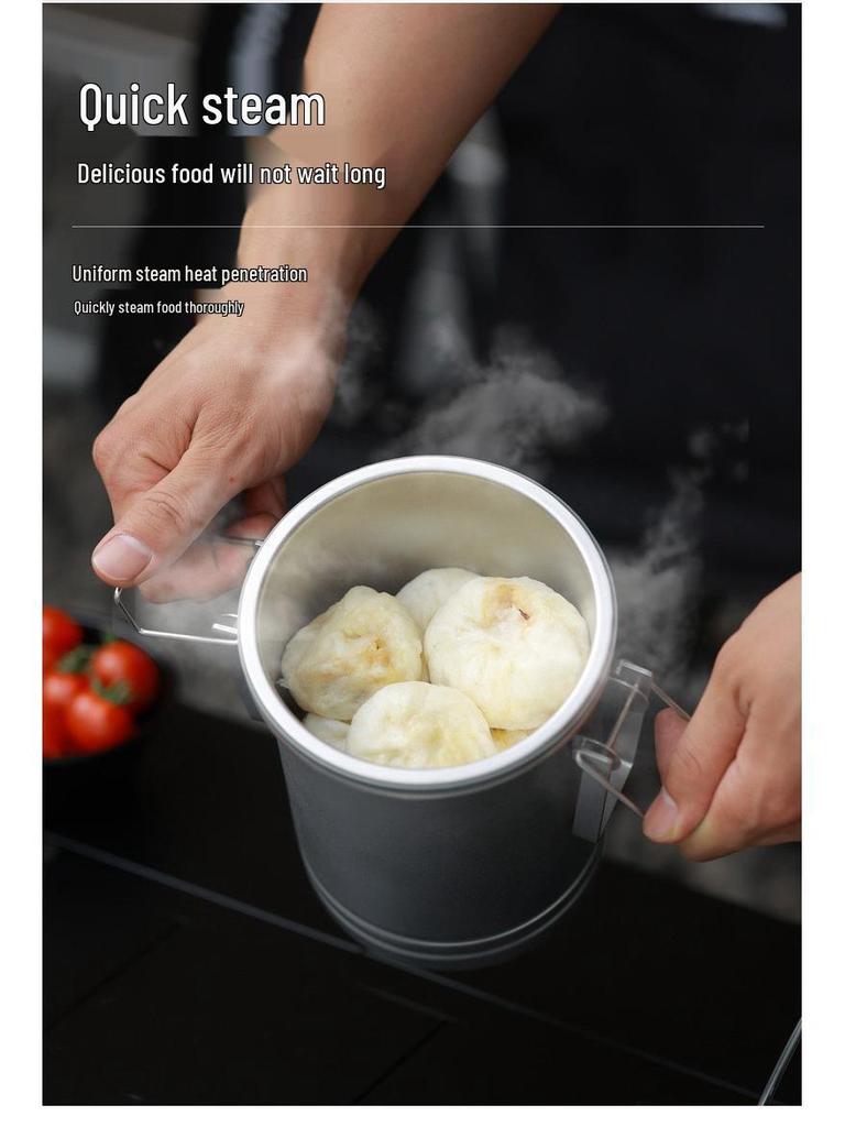 304 Stainless Steel Portable Outdoor Cooking Pot: Multifunctional Single-Person Cookware, Soup Pot, Rice Steamer, Integrated Design