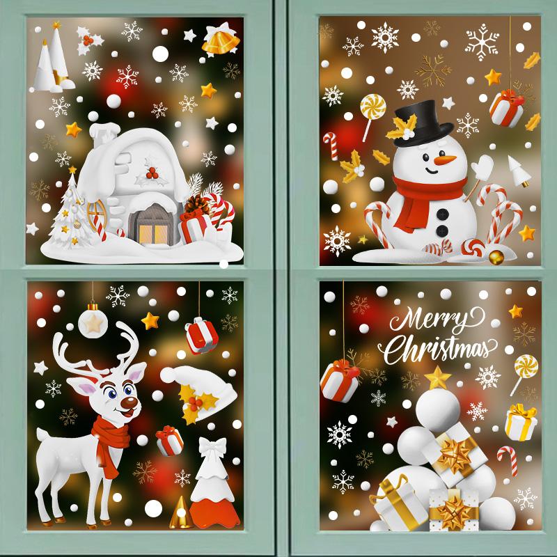 Christmas Window Sticker Santa Claus Snowman Glass Sticker Set Christmas Decoration For Home Kids Room Wall Decal 2026 New Year