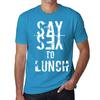 Tricou vintage pentru bărbați Tricou grafic Spune da lui Lunch Aqua