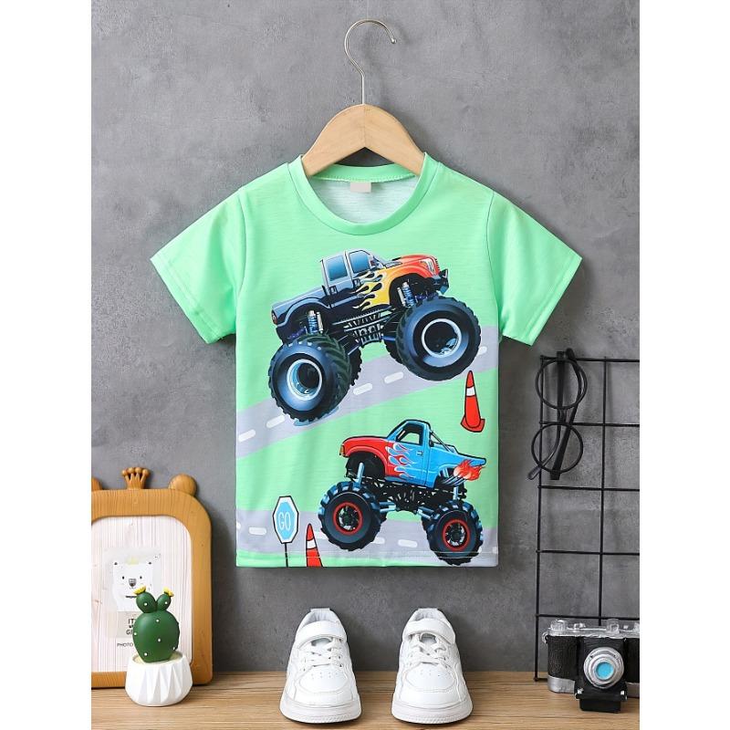 Children's Clothing Boys Tshirt Short Sleeve Girl T-Shirt 3D Cartoon Truck Print Kids Summer Clothes Children's Boy's Clothing