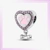 Ciondolo Cuore Fiore Argento Sterling 925 Rosa Fenicottero Palloncino Perline Gatto Car in Argento di Legge Per Nuovo Bracciale