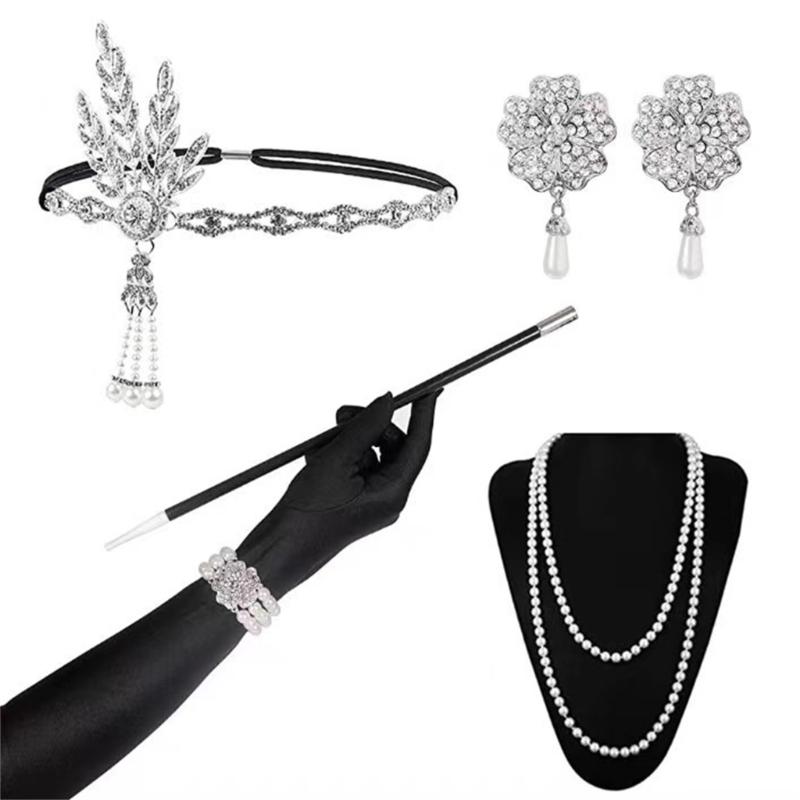 Trendy Feather Headpiece Feathered Headwear Set for Nightclub Parties Halloween