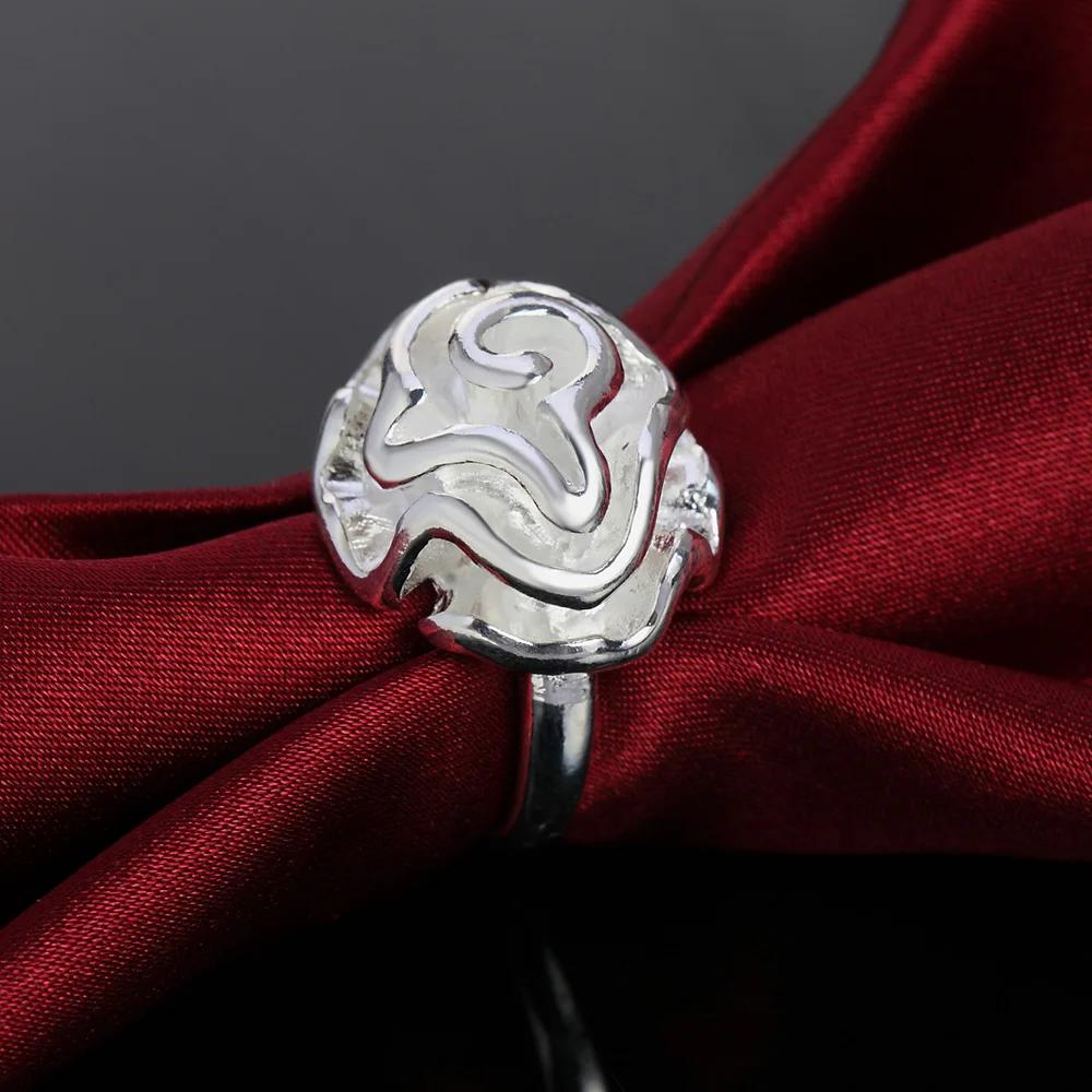 925 Sterling Silver Jewelry Rose Flower Finger Rings for Women Size 7 8 9 Fashion Wedding Party Girl Holiday Gifts