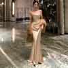 Amber Floating Light Gold Tube Top Engagement Dress Light Luxury Bridal Toast Dress Morning Robe Temperament Dress