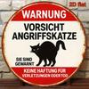 Katzenliebhaber-Alarm Retro Deutsches Aluminiumschild Vorsicht vor angreifender Katze Fügt spielerische Spannung zu Studium Büro Gesprächsstarter hinzu