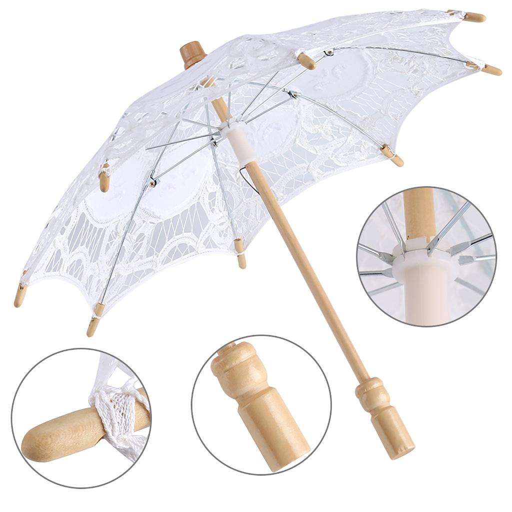Lady Wedding Lace Umbrella Parasol Sun Umbrellas Party Bridal Photo Taking Decoration