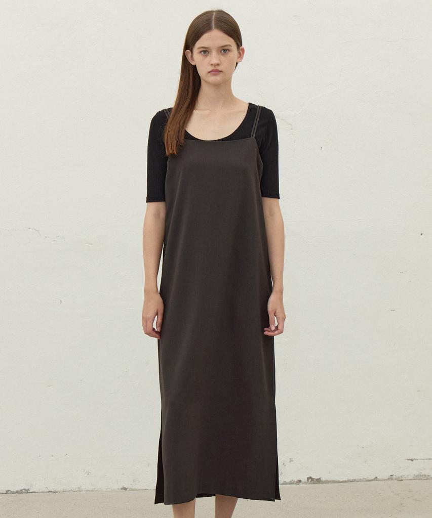 Le Studio Bag U Ring Sleeveless Long Dress_Charcoal