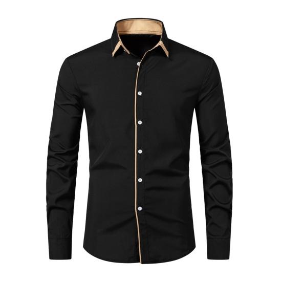 Herfst Lente Heren Overhemd Formeel Zakelijke Stijl Slim Fit Single-breasted Revers Lange Mouw Knoppen Zacht Ademend Halflange Mannen Office top