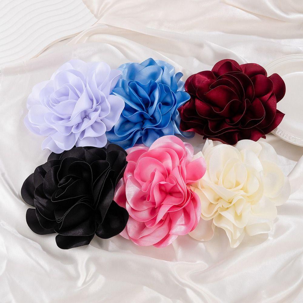 DIY 3D Large Fabric Flower Brooch Exaggerated Handmade Clothing Patch Satin Clip Clothes Appliques Clothes Decoration