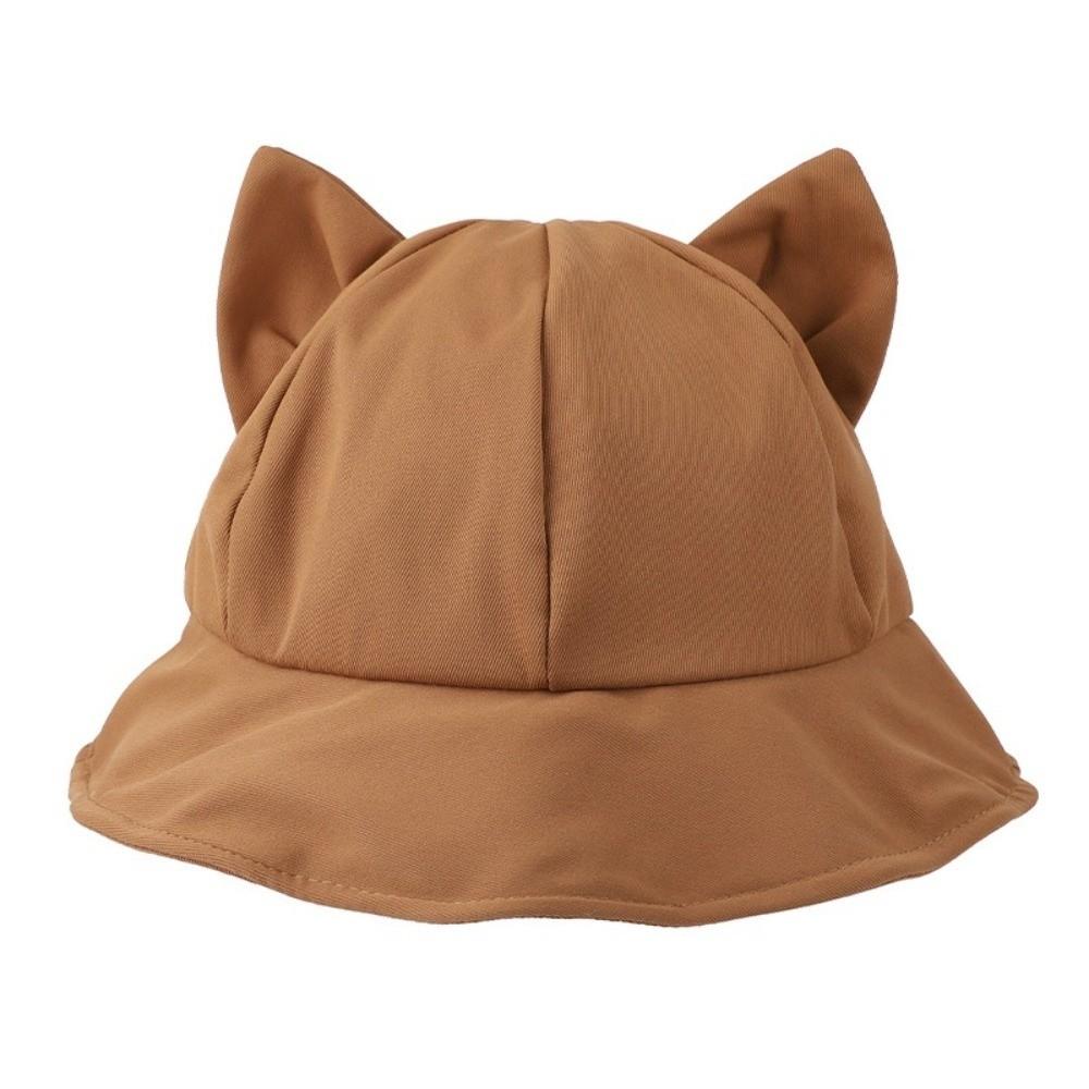 Anti-UV Cat's Ears Bucket Hat Wide Brim Sun Hat Casual Wide Brim Hat Daily Wear