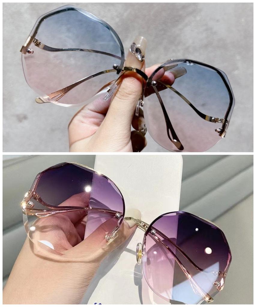 Sunglasses for Women Fashion Rimless Beach Gradient Sunglass Lady Retro Summer Shades UV400 Eyeglasses