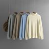 Autumn Winter Vintage Loose Long Sleeve Top Solid Color Pullover Knitwear Half High Collar Thicken Sweater