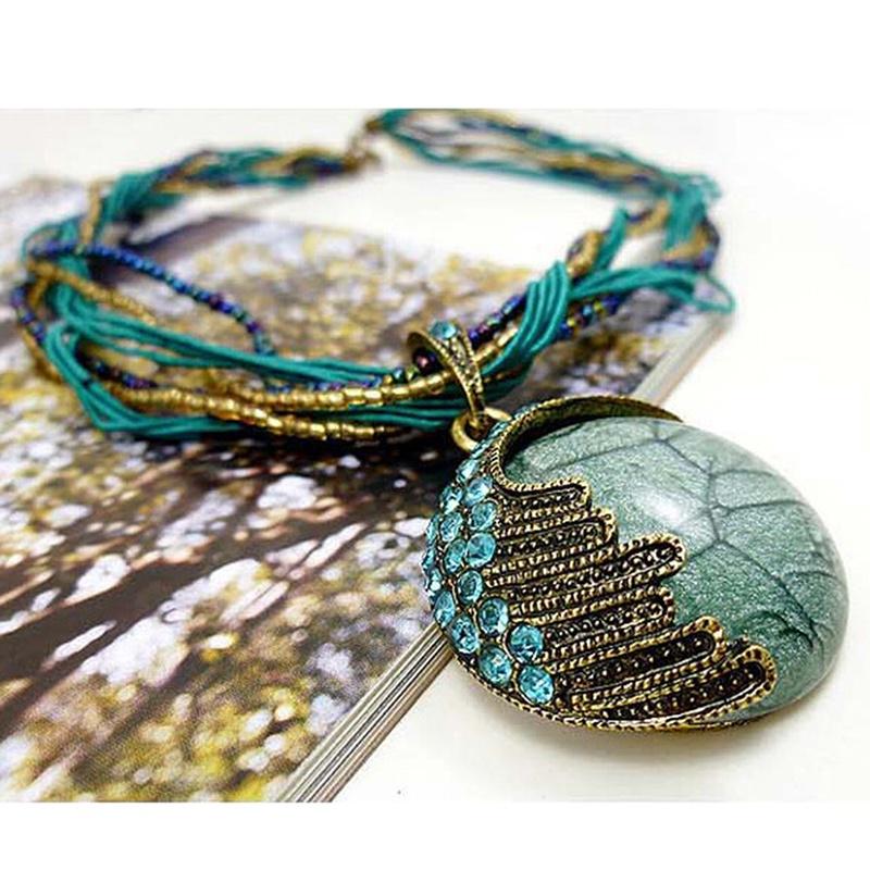 Dámské šperky Gem Crystal Multilayer Coral Chain Ručně vyráběné Bohemia Style Retro Náhrdelník CLE