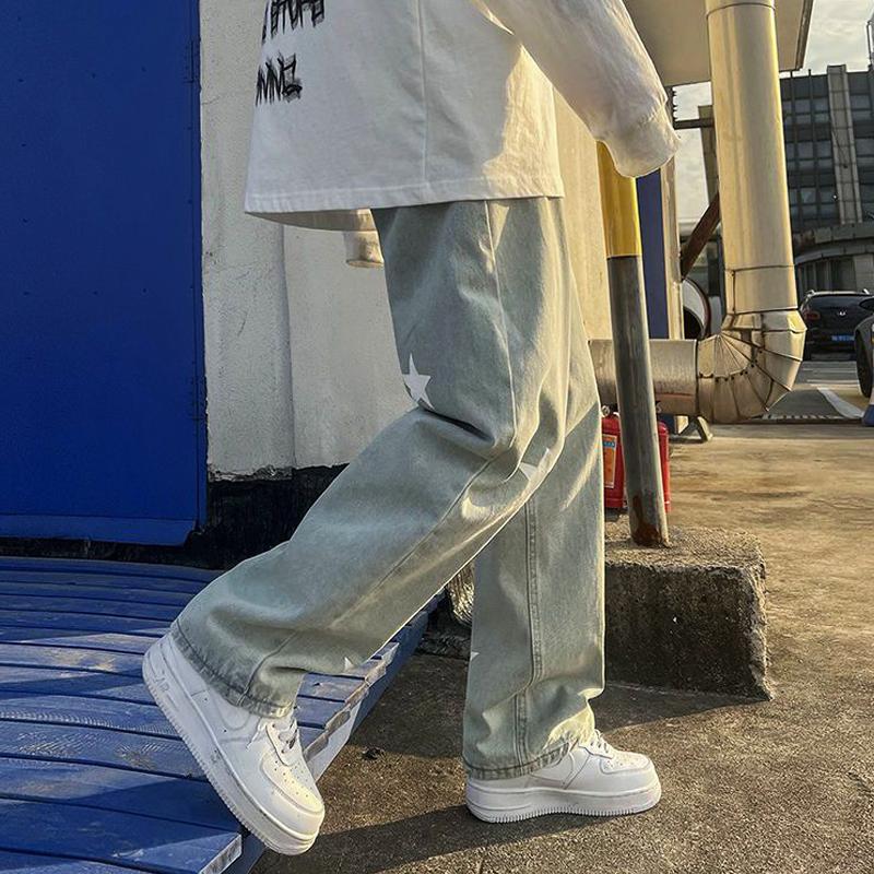 Men's Y2K Fashion Trend Clothing Printed Baggy Straight Vintage Trousers Jeans For Men Casual Denim Pants Streetwear Man Sweatpants