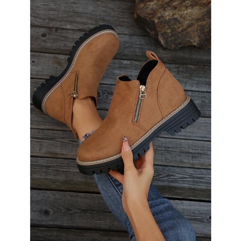 Large Size Casual Short Boots Women's Autumn and Winter New High-top Casual Fashion Short Boots Casual Single Shoes Women