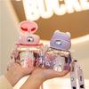 Portable Cute Bear Baby Straw Cup with Strap for Kindergarten Use