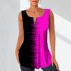 Women's Fashion V Neck Shirts Casual Tops T-shirt Ladies 3D Gradient Print Vest Plus Size Sleeveless Blouse Tank Tops