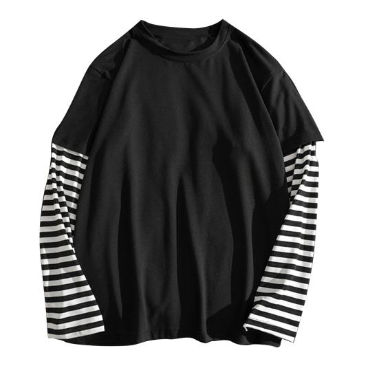 M Wardrobe Student Shirt Fake Two Piece O Neck Simple Casual Spring Top for School