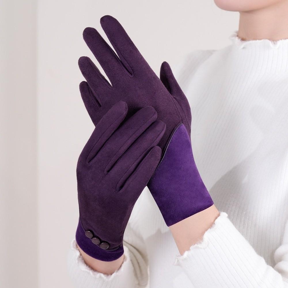 Thick Touch-Screen Gloves Elegant Windproof Suede Gloves Daily Wear Winter Thermal Gloves Driving