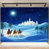 2D Blue Desert Three Kings Backdrop for Religious Themed Celebrations