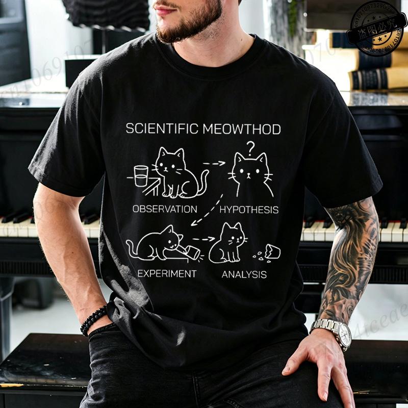 Summer Scientific Cat Tshirt Funny Science Cat Teacher Student Graphic Tee For Boys And Girls Casual Cool Clothing