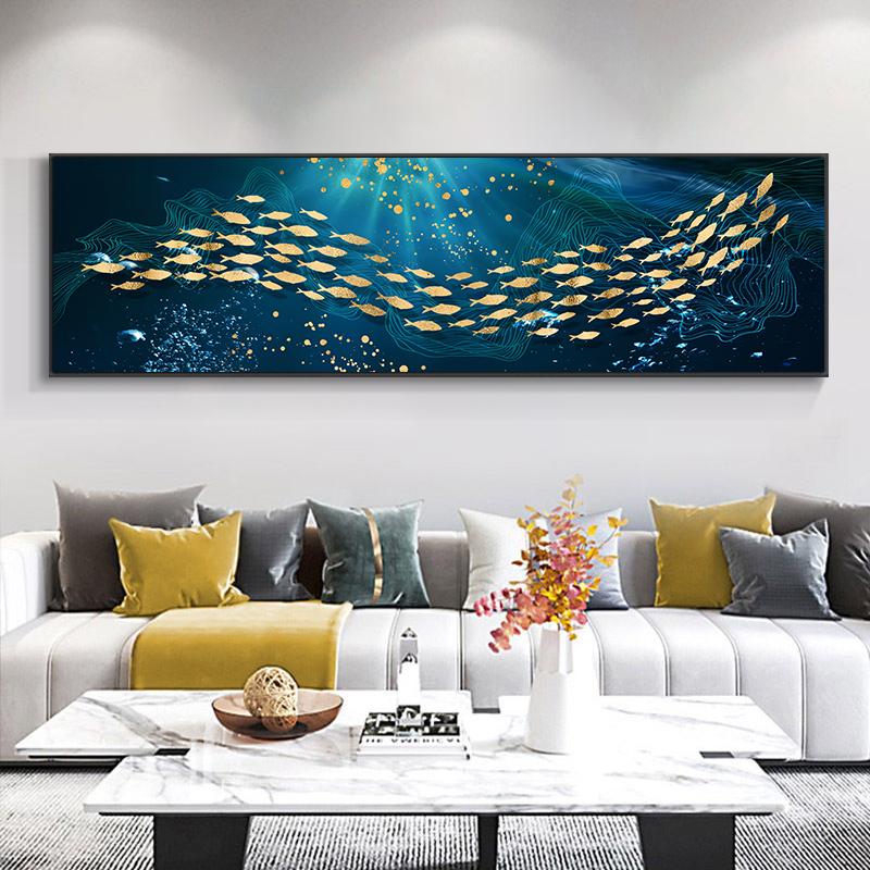 Dipinti moderni di arte della parete di pesci dorati del mare blu stampati su tela poster decorativi immagini per la decorazione della casa del soggiorno