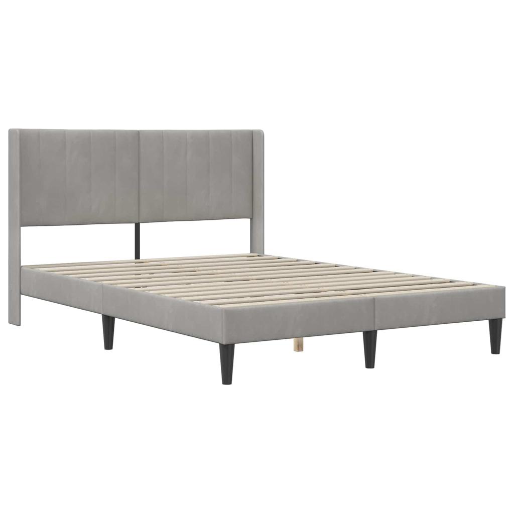 Bed Frame with Headboard Light Grey 120 X 190 Cm Velvet