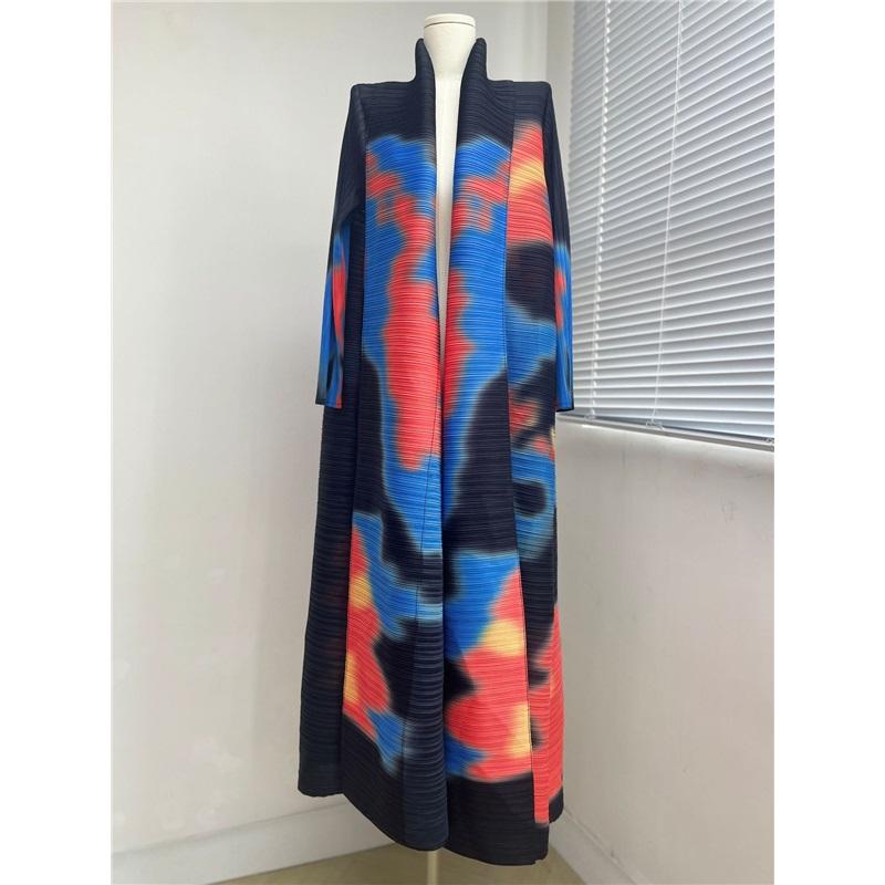 Long Gown Pleated Fall Models Versatile Trench Coat Coat Cape Print Women's Fashion