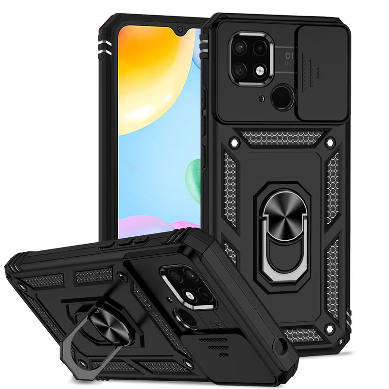 For Xiaomi Redmi 10C Case Armor Metal Ring Magnetic Stand Phone Case For Redmi 10C 10 C Redmi10c Slide Lens Protect Back Cover