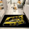 Yellow Modern Supercar Comic Split Panel Print Area Rug Non‑Slip Rectangular Floor Mat Auto Fan Decor for Gaming Bedroom Living Room